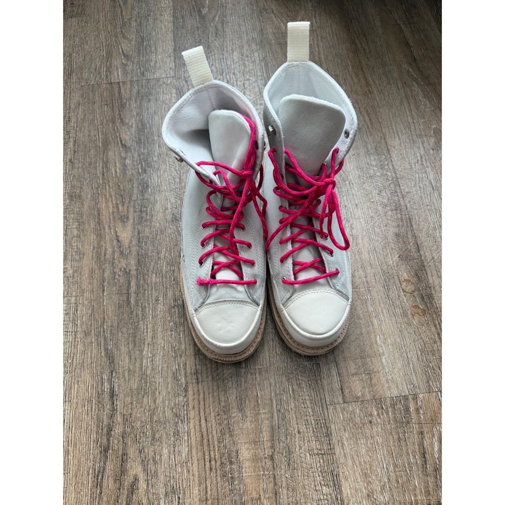 Converse‎ Chuck Taylor All Star Crafted Boot Ghost White Leather Pink Laces w 7 - Picture 3 of 9